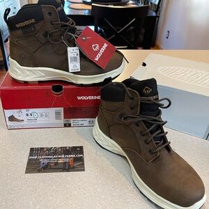BROWN WOLVERINE STEEL-TOE WORK BOOT 8.5 MENS/10 WOMEN MEDIUM WIDTH